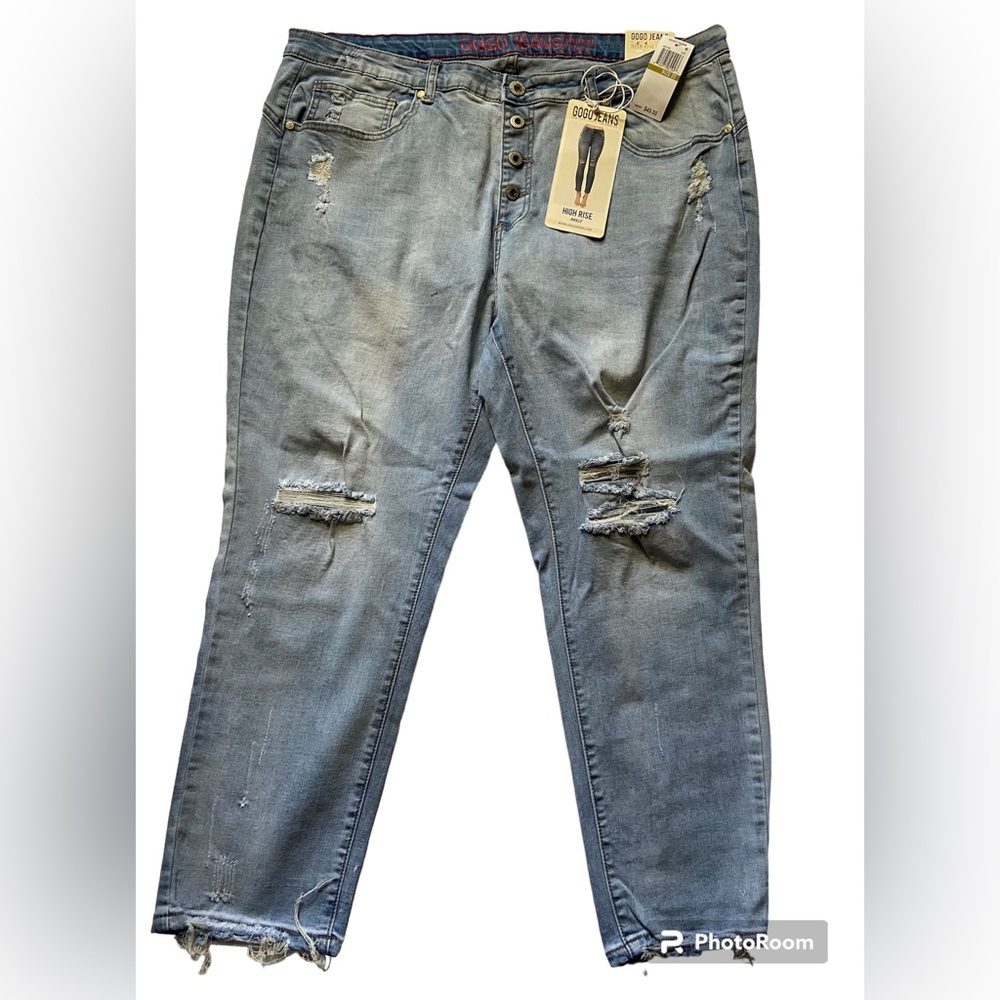 Gogo Womens Distressed High Rise Ankle Jeans Size 22